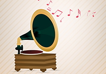 دانلود وکتور زیبای گرامافون قدیمی در حال پخش موسیقی