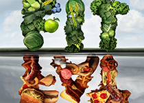 دانلود عکس استوک سبک غذا خوردن سالم در گروه سبزیجات یا ناسالم و چرب