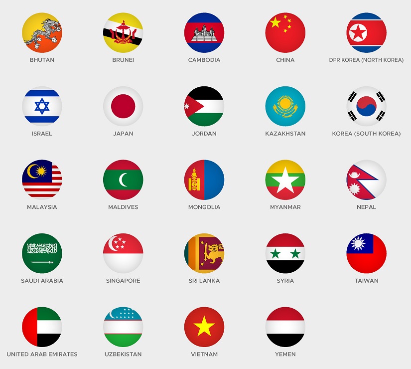 49 وکتور پرچم کشورهای آسیایی