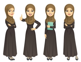 دانلود و خرید وکتور لایه باز کاراکتر زن مسلمان با حجاب