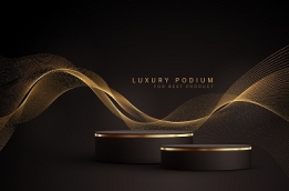 وکتور لاکچری سکوی معرفی محصول مشکی طلایی