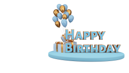 عکس سه بعدی happy birthday با کادو تولد طلایی آبی
