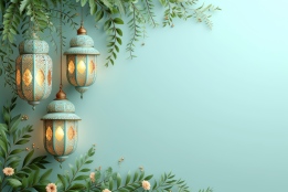بک گراند مذهبی اسلامی فانوس سبز و آبی
