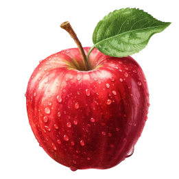 فایل png سیب قرمز و قطرات آب