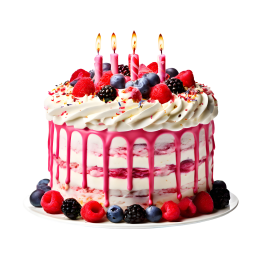 عکس png کیک تولد با تزیین میوه های قرمز