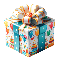 فایل PNG کادو تولد رنگارنگ با تزیین زیبا