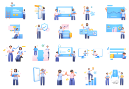 فایل PNG سه بعدی مجموعه کاراکترهای بیزینسی