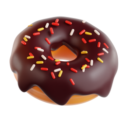 فایل سه بعدی دونات شکلاتی با فرمت PNG