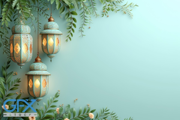 بک گراند مذهبی اسلامی تم رنگی سبز و آبی