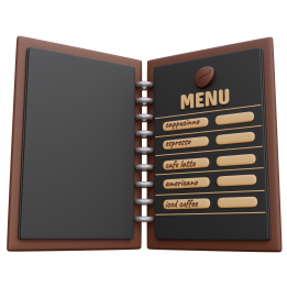 عکس PNG سه بعدی منو کافه با کیفیت بالا