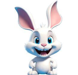 فایل PNG خرگوش کارتونی سفید و زیبا