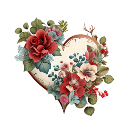 png فریم قلب و گل های سه بعدی برای ادیت