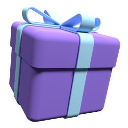 عکس PNG سه بعدی جعبه کادو با رنگ آبی و بنفش