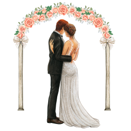 عکس png عروس و داماد با ورودی گل