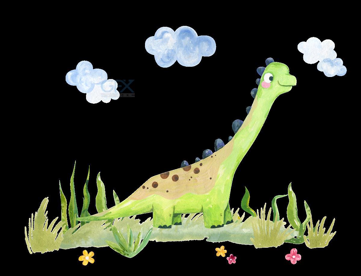 دایناسور آبرنگی Watercolor Dino PNG