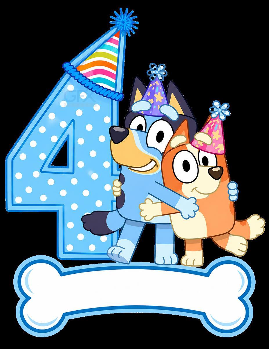 عکس دوربری تولد ۴ سالگی بلوئی Bluey Birthday PNG