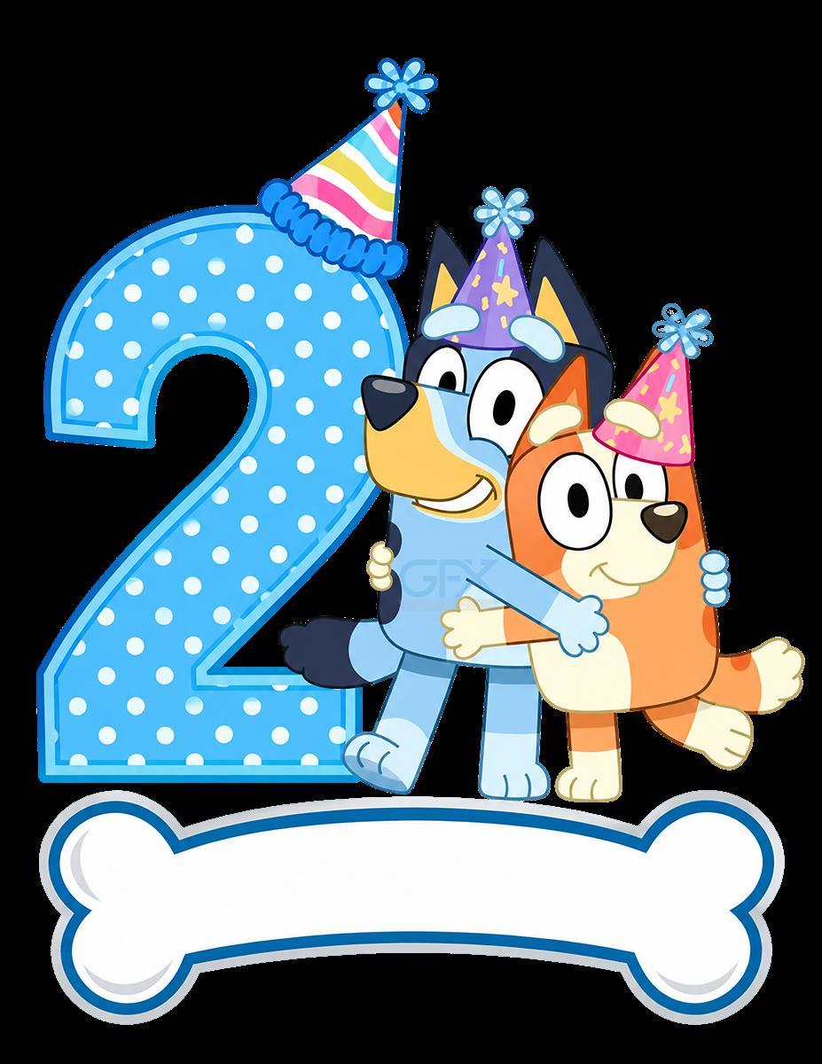طرح تم تولد بلویی Bluey Birthday 2 PNG