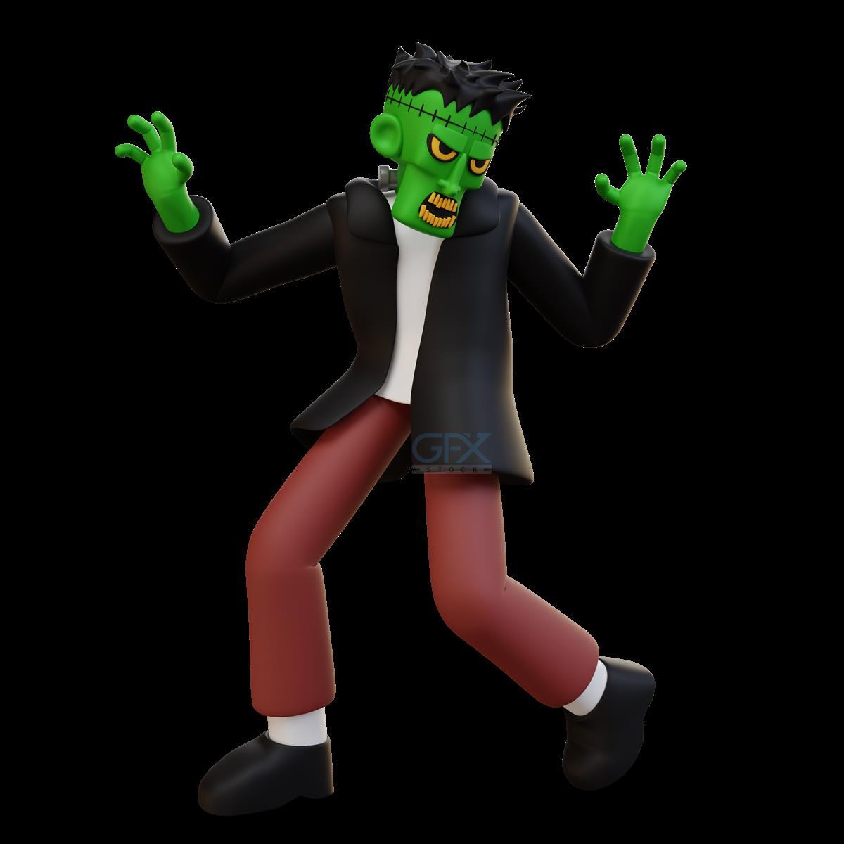 کاراکتر سه‌بعدی Frankenstein Monster PNG دوربری
