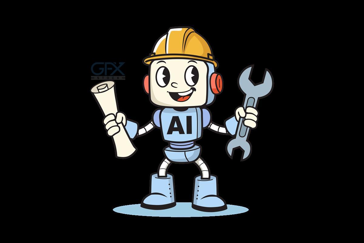 وکتور ربات مهندس Cute AI Robot Builder