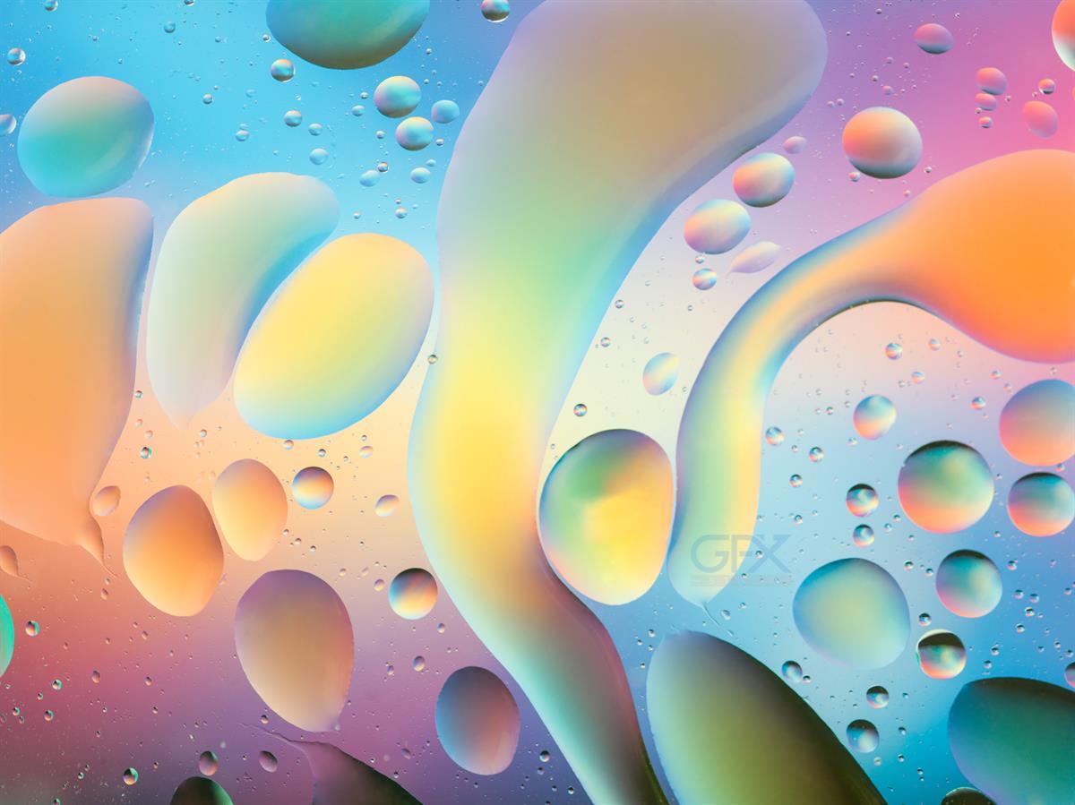 macro of oil mixed with water