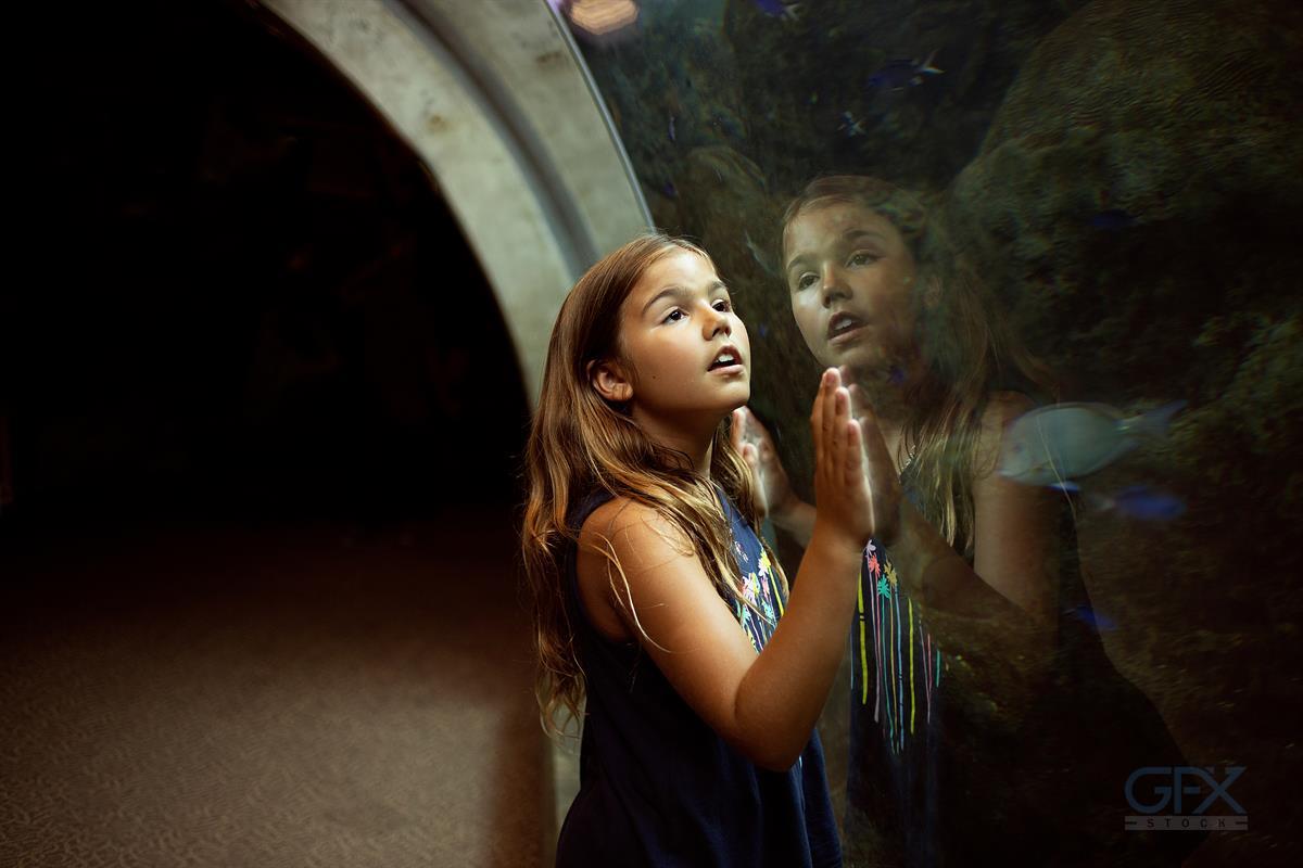 دختر بچه در آکواریوم - Young Girl at Aquarium