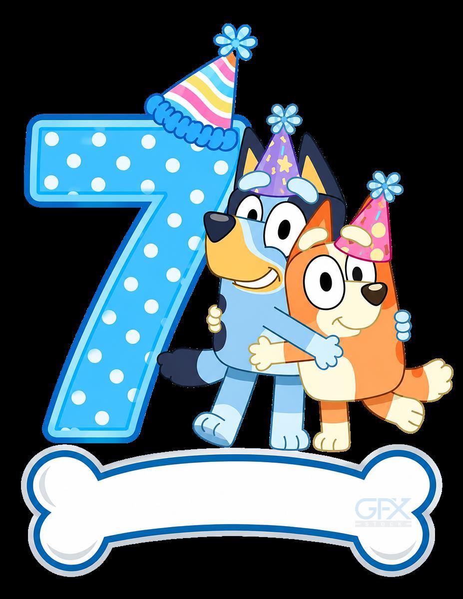 عکس دوربری Bluey Birthday PNG عدد 7 سالگی