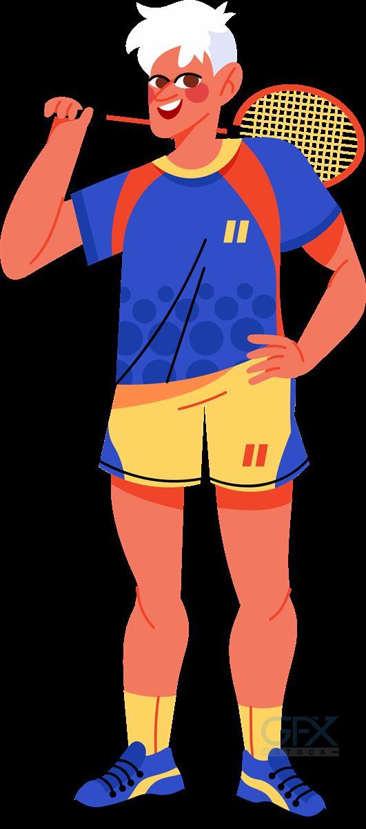 کاراکتر ورزشکار Badminton Player تنیس PNG
