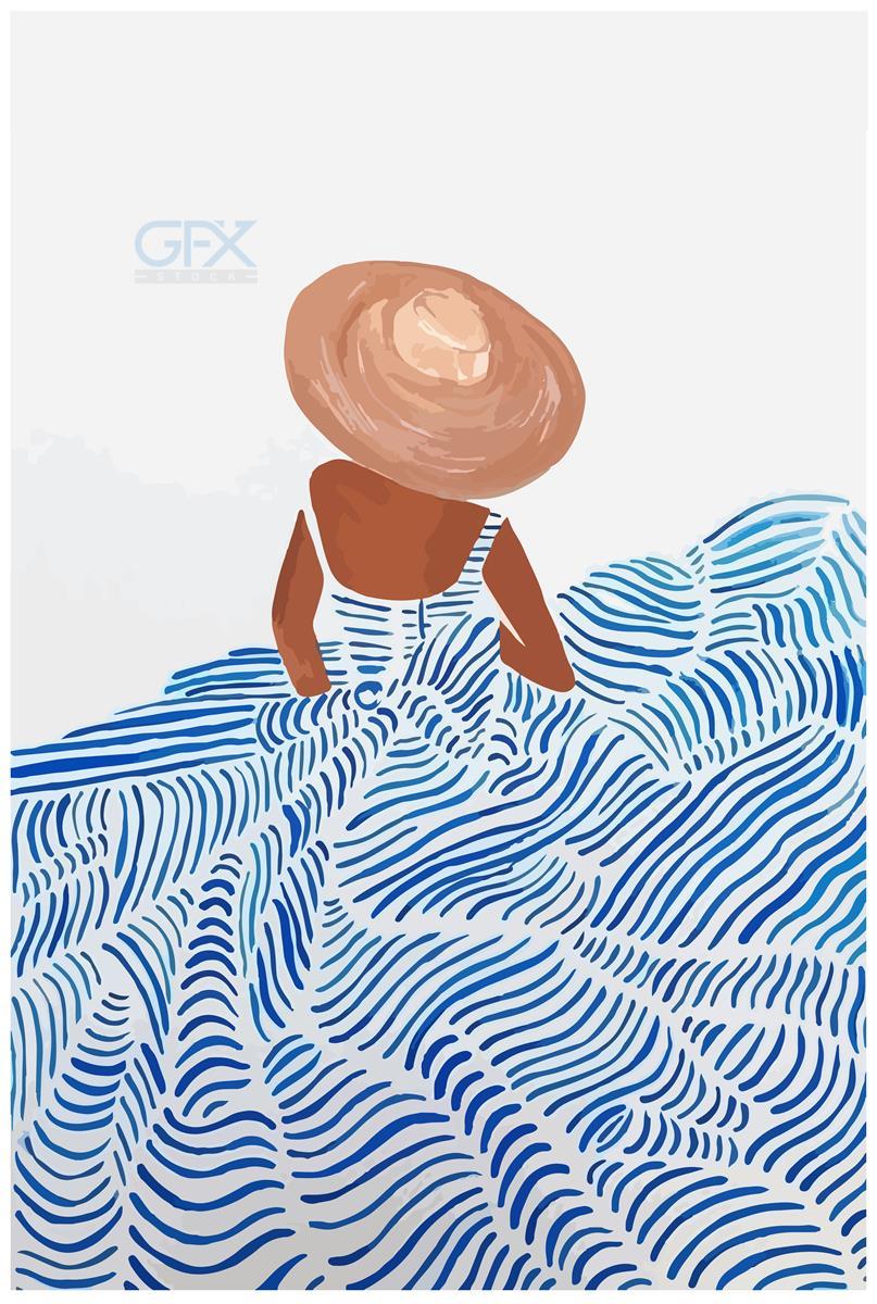 پوستر مینیمال تابستانی Summer Beach Woman Art