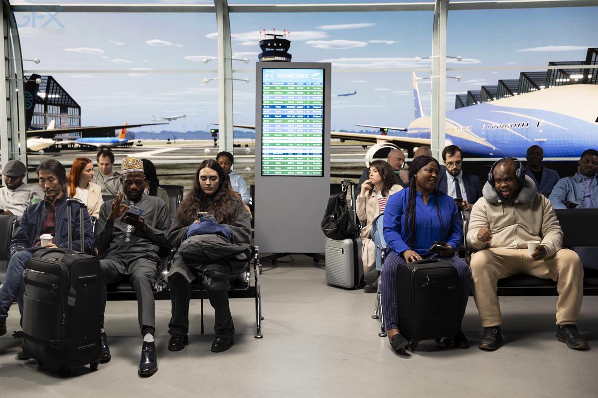 عکس مسافران فرودگاه Airport Departure Lounge Stock Photo