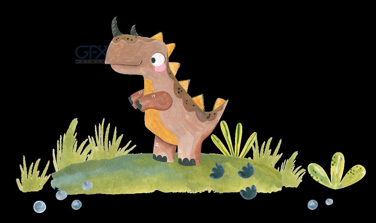 تصویر دایناسور آبرنگی Watercolor Dino PNG