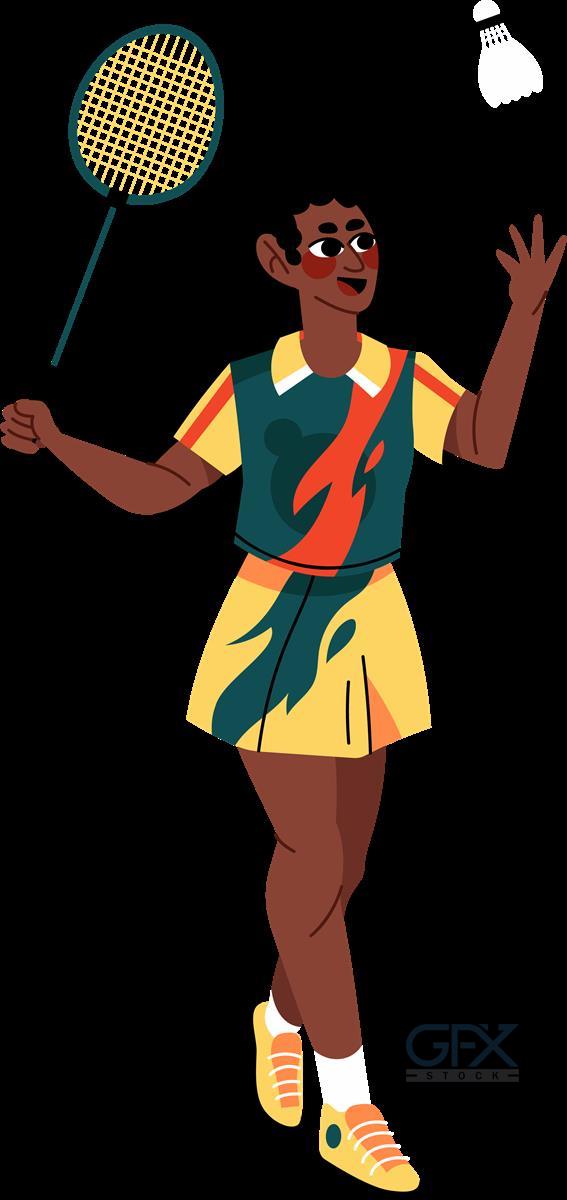 طرح دوربری Badminton Player کاراکتر PNG ورزشی